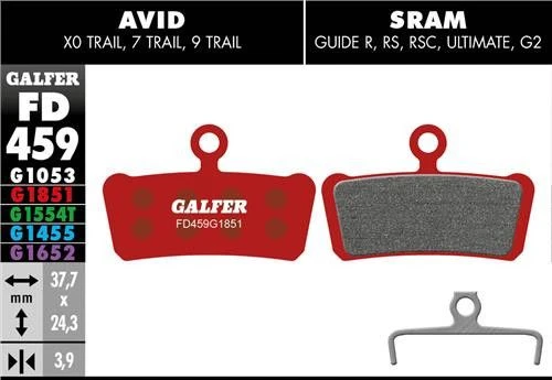 Pair Of Galfer Semi-metallic Brake Pads Avid X0 / Trail / 7 Trail / 9 Trail / Sram Guide R RS RSC Ultimate G2 Advanced 2 Pair Of Galfer Semi-metallic Brake Pads Avid X0 / Trail / 7 Trail / 9 Trail / Sram Guide R RS RSC Ultimate G2 Advanced - Image 2