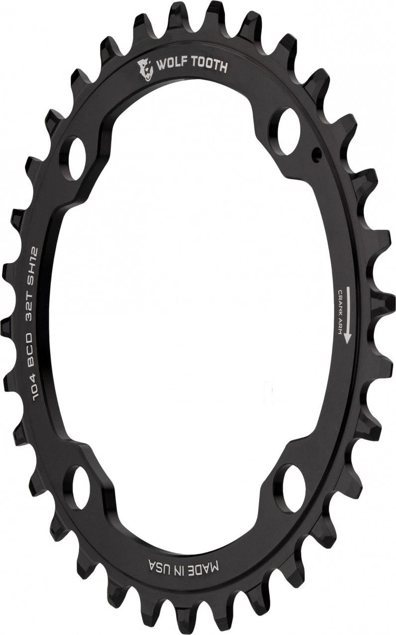 Wolf-tooth Wolf Tooth 104 BCD Chainring Drop-Stop ST For Shimano HyperGlide+ 12S Black 2 Wolf-tooth Wolf Tooth 104 BCD Chainring Drop-Stop ST For Shimano HyperGlide+ 12S Black - Image 2