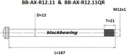 Black-bearing Rear Axle Black Bearing QR 12 Mm - 167 - M12x1 - 21 Mm -MAXXIS Sales 214951861811525e96fc7.39236609