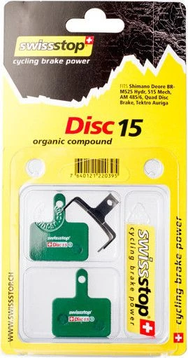 Swissstop D15 Organic Disc Brake Pad - Shimano Deore / Tektro 2 Swissstop D15 Organic Disc Brake Pad - Shimano Deore / Tektro - Image 2