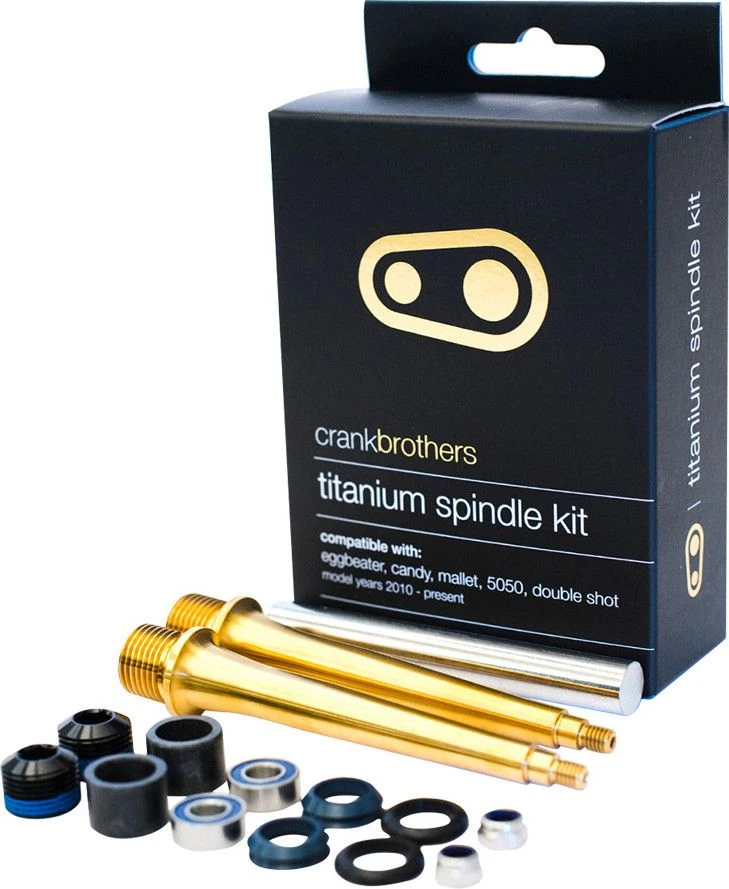 Crankbrothers Titanium Spindle Upgrade Kit - Eggbeater, Candy, Mallet, 5050, Double Shot 2010+ 1 Crankbrothers Titanium Spindle Upgrade Kit - Eggbeater, Candy, Mallet, 5050, Double Shot 2010+