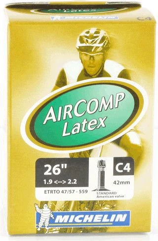 Michelin C4 AirComp Latex MTB Bike Tube 26x1.90 - 26x2.20 Schrader 1 Michelin C4 AirComp Latex MTB Bike Tube 26x1.90 - 26x2.20 Schrader